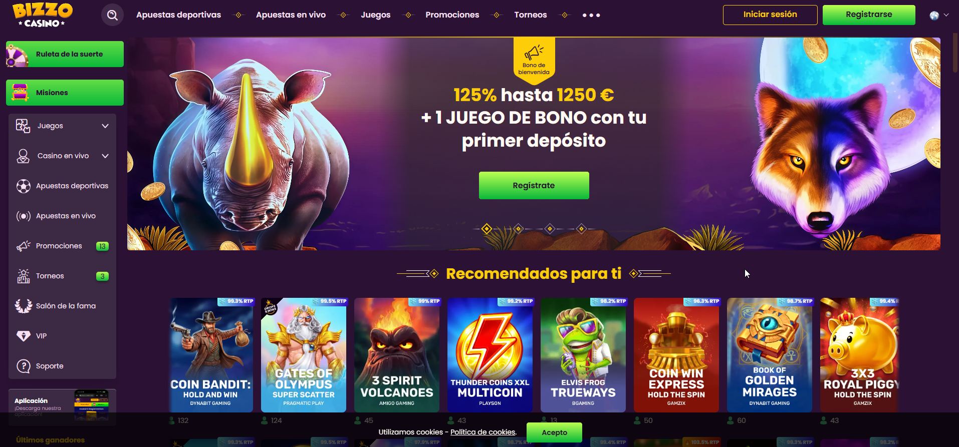 Bizzo Casino te ofrece la oportunidad de aumentar tu saldo inicial en un 125% inmediatamente después de registrarte
