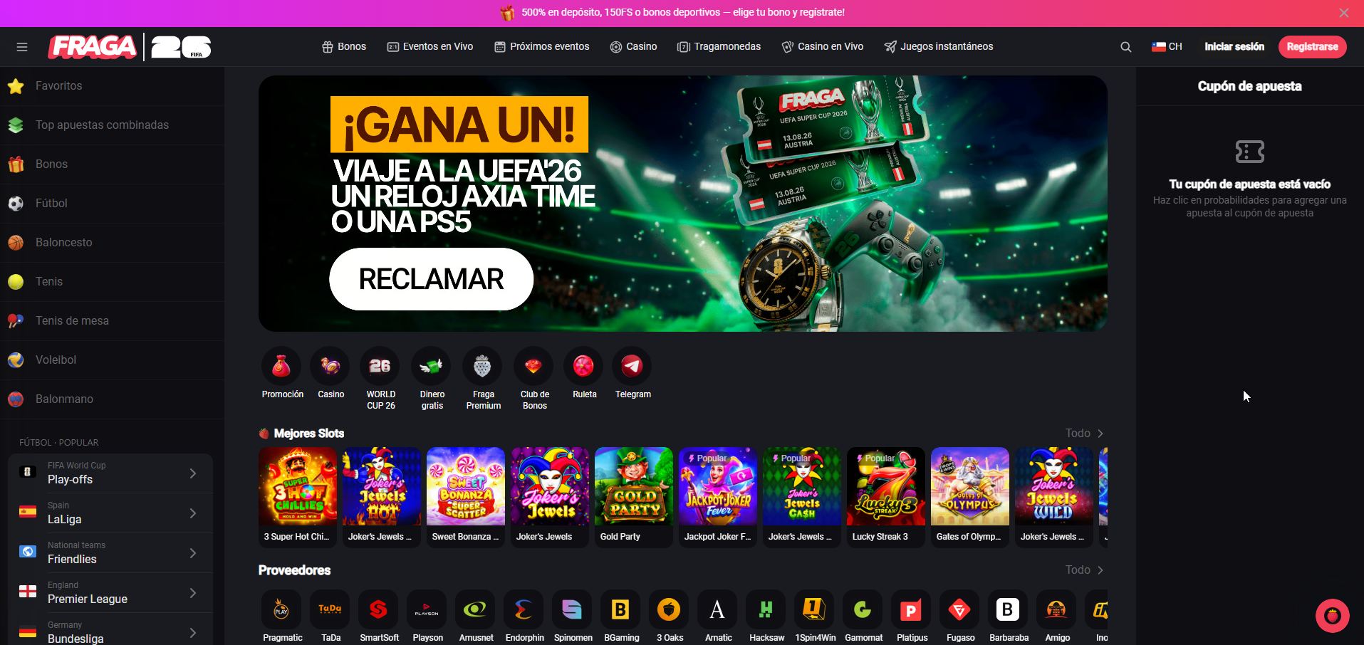 Fraga Casino ofrece acceso a juegos y apuestas deportivas, así como a sorteos de premios