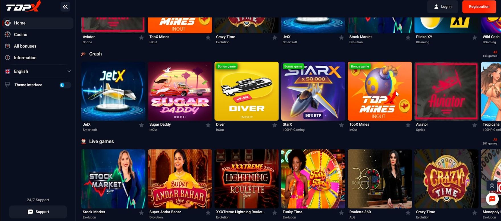 TopX Casino te da acceso a los mejores juegos de casino en línea y entretenimiento de Crash